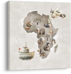 Dovido Tablou animale africane pe hartă - 50x50