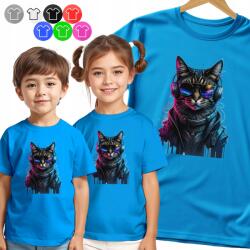  Gyerek Póló T-shirt Macska Dj Fejhallgató Gyerekeknek Ajándékba Xs (KOSZULKA DZIECIIĘCA NIEBIESKI V2 - NR 47)