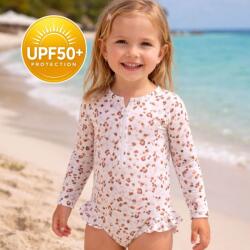 Swim Essentials Детски цял бански с UPF50+ защита и дълги ръкави - „Offwhite Khaki Leopard (SWE-2020SE504)