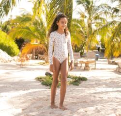 Swim Essentials Детски цял бански с UPF50+ защита и дълги ръкави - „Offwhite Khaki Leopard (SWE-2020SE506)