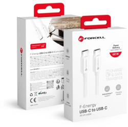  FORCELL F-ENERGY C338 kábel Type C to Type C PD QC4.0 3A 60W 0, 25 m fehér