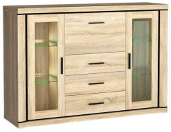 GreenSite Dallas D-7 komód-vitrin, sonoma tölgy