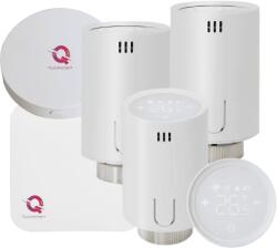 Quicksmart Kit automatizare centrala termica Quicksmart QTV20, Control Smart radiatoare, 3x Cap termostatat, Receiver RF, Gateway Hub, Wireless, Wifi