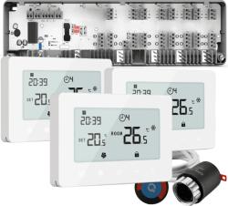 Quicksmart Kit Automatizare Încălzire în Pardoseală, 3 Zone cu fir, Controller Q10, 3 Termostate Q10, 6 actuatoare NC, Alb - Kit Standard- set Actuator inclus