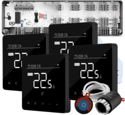 Quicksmart Kit Automatizare încălzire în pardoseală cu fir 4 zone, pentru case P, Controller Q10, 4x termostat Q40, 8 actuatoare NC, Negru - Kit fara set Actuator
