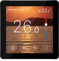 Quicksmart Termostat WiFi cu fir pentru încălzire în pardoseală și centrală termică Quicksmart Q50, ecran color touchscreen, montaj în doză, Negru