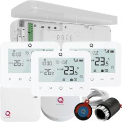 Quicksmart Automatizare încălzire în pardoseală 3 zone, kit wireless Quicksmart Q20, 3x termostat Q20, Controller, 6 actuatoare NC, Alb - Kit fara set Actuator