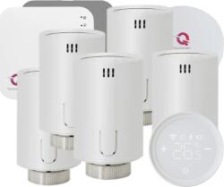 Quicksmart Kit automatizare centrala termica Quicksmart QTV20, Control Smart radiatoare, 5x Cap termostatat, Receiver RF, Gateway Hub, Wireless, Wifi