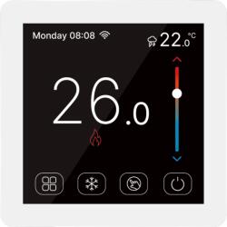 Quicksmart Termostat WiFi cu fir pentru încălzire în pardoseală și centrală termică Quicksmart Q50, ecran color touchscreen, montaj în doză, Alb