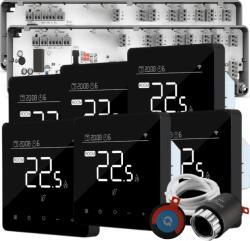 Quicksmart Kit Automatizare Încălzire în Pardoseală cu fir 6 Zone, 2x Controller Q10, 6x termostat Q40, 20 actuatoare NC, Negru - Kit fara set Actuator