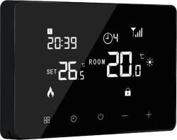 Quicksmart Termostat WiFi cu fir pentru încălzire în pardoseală și centrală termică Quicksmart Q10, montaj aplicat, butoane tactile, Negru