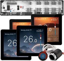 Quicksmart Kit Automatizare încălzire în pardoseală 4 zone cu fir pentru case parter, Controller Q10, 4 termostate Q50 Touchscreen, 8 actuatoare NC - Kit fara set Actuator