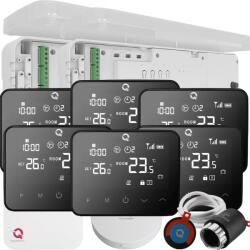 Quicksmart Automatizare Încălzire în Pardoseală wireless Quicksmart Q20, Kit 6 Zone, 2x Controller, 6x termostat Q20, 20 actuatoare NC, Negru - Kit fara set Actuator