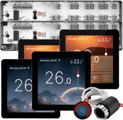 Quicksmart Kit Automatizare încălzire în pardoseală cu fir, 4 zone pentru case P+1, 2 Controllere Q10, 4 termostate Q50 Touchscreen, 15 actuatoare NC - Kit Standard- set Actuator inclus
