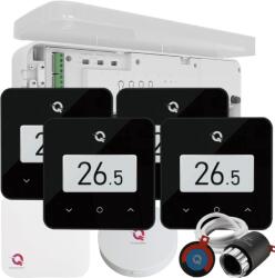 Quicksmart Kit Automatizare 4 zone Wireless, Încălzire în Pardoseală pentru case P, Controller Q20, 4 termostate Q30 negre, 8 actuatoare NC - Kit fara set Actuator