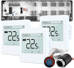 Quicksmart Kit Automatizare Încălzire în Pardoseală 3 Zone cu fir, pentru apartamente, Controller Q10, 3 termostate Q40, 6 actuatoare NC, Alb - Kit fara set Actuator