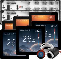 Quicksmart Kit Automatizare încălzire în pardoseală cu fir, 6 zone pentru case P+1 si P+2, 2 Controllere Q10, 6 termostate Q50 Touchscreen Premium, 20 actuatoare NC - Kit Standard- set Actuator inclus