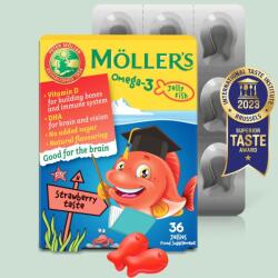Möllers tőkehalmájolajok Möllers Omega-3 halacska gumivitamin - többféle ízben Eper