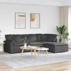 vidaXL Canapea modulara cu taburet si perne tesatura velur gri închis GartenMobel Dekor (3321198) Canapea
