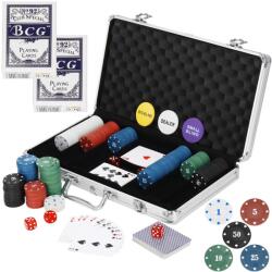  Set poker cu 300 jetoane, 2 pachete de carti si servieta din aluminiu (KG-0022)