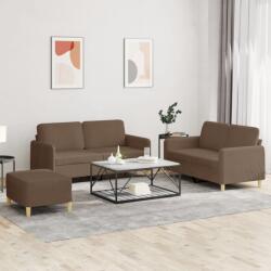 vidaXL Set de canapele cu perne, 3 piese, maro, textil GartenMobel Dekor (3202097) Canapea