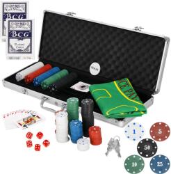  Set poker cu 500 jetoane, covoras verde si valiza din aluminiu (KG-0023)