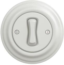 Reblig - Comutator retro pentru scară cu ramă nr. 6, ceramică albă (RG0007C)