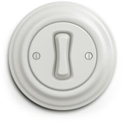 Reblig - Buton retro cu ramă, din ceramică, alb (RG0007L)