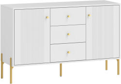 HOMCOM Bufet Modern de 2 Uși Bufet pentru Living cu 3 Sertare Rafturi Reg labile Alb 120x39, 1x76 cm | Aosom Romania (83B-499V01WT) Bufet