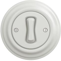 Reblig - Întrerupător retro unipolar cu ramă nr. 1, alb ceramic (RG0007A)
