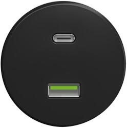 Reblig - Priză USB retro A+C, fără ramă, neagră (RG0071)
