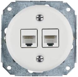 Reblig - priză Ethernet retro din porțelan, fără ramă, 2x CAT. 5E, albă (RG0180)