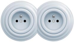 Reblig - Priză dublă retro pentru uz casnic cu ramă, 230 V, albastră (RG0026B)