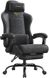 SONGMICS Ergonomikus játékos szék lábtartóval, karfákkal, tintafekete (OBG079B01) - pepita