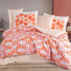 Hobby Home® Lenjerie pat dublu Penny coral, Hobby Home, poplin percale, model floral abstract Lenjerie de pat