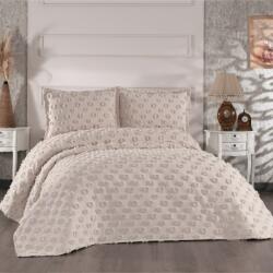 Capa Home® Set cuvertura catifelata pat dublu 3 piese, 240x260cm, Hayal Cappuccino