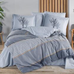 Hobby Home® Lenjerie pat dublu Tanya indigo, Hobby Home, poplin percale, model geometric cu arbori Lenjerie de pat