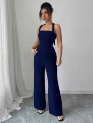 Shein Sötétkék Hosszú Klasszikus Overál Texturált Kötés Shein 40/42