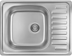 Kuchinox Junak, 1 rekeszes rozsdamentes mosogató 650x500x175 mm csepegtetővel, sima felület, acél, LAV-SQA_013T (LAV-SQA_013T)