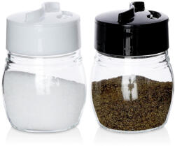 Excellent Houseware Só- És Borsszóró Üveg 75ML 2DB Zárható Fekete/fehér (4900773024196)