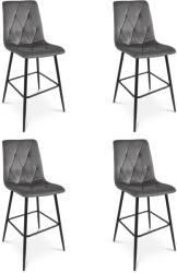 FDY Set 4 Scaune Bar Fido XL Catifea Gri Inchis