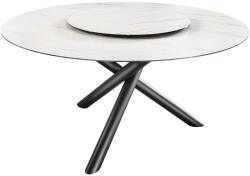 Invicta interior Masa de dining SPIN O 150cm cu platou detasabil ceramic aspect marmura alb (44225)