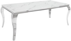 Invicta interior Masa dining Barock cu blat din sticla opal si picioare din otel inoxidabil argintiu, 180 cm (39996)