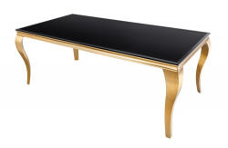 Invicta interior Masa dining Barock cu blat din sticla opal si picioare din otel inoxidabil auriu, 180 cm (42309)