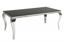 Invicta interior Masa dining Barock cu blat din sticla opal si picioare din otel inoxidabil argintiu, 180 cm (37356)