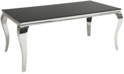 Invicta interior Masa dining Barock cu blat din sticla opal si picioare din otel inoxidabil argintiu, 180 cm (36544)