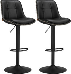 Vasagle Set 2 scaune de bar VASAGLE reglabile pe inaltime, rotative, negre (EZ-LJB095B01)
