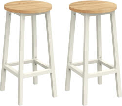 Vasagle Set 2 scaune bar VASAGLE, 65 cm, sezut rotund, otel si stejar bej (EZ-LBC032W09)