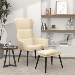 vidaXL Scaun de relaxare cu taburet, crem, textil GartenMobel Dekor (3097431)