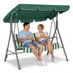 MultiGarden Kerti hintaágy, MultiGarden YIT-4006-9-5, zöld/fehér, 172 x 151 x 112 cm, 3 személyes, acél váz, állítható napellenző, időjárásálló, 600D Oxford szövet, teherbírás: 260 kg (TF5244)